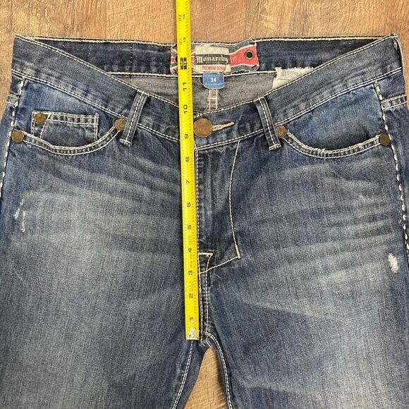 Vintage Y2K Monarchy Collection Men’s Medium Blue Jeans 34x30 Distressed British - Picture 10 of 11